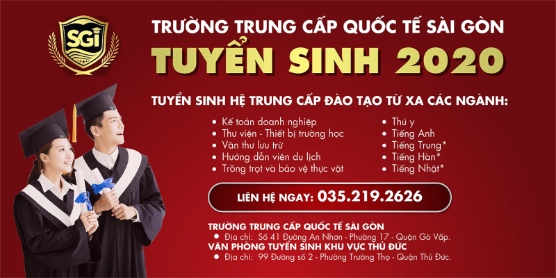 Trường Trung cấp Quốc tế Sài Gòn thông báo tuyển sinh năm học 2020-2021.