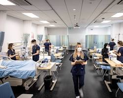 Hình ảnh về diverse group of students practicing bandaging techniques in a nursing lab