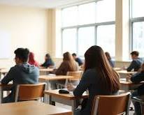 Hình ảnh về Exam center interior with students taking exam