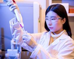 Hình ảnh về Students in a pharmacy lab coat working in a lab