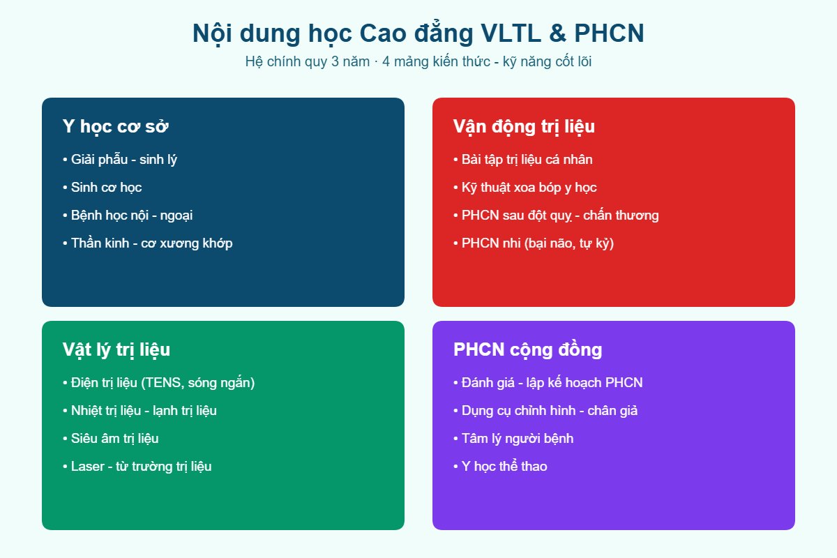 Nội dung học Cao đẳng VLTL và PHCN