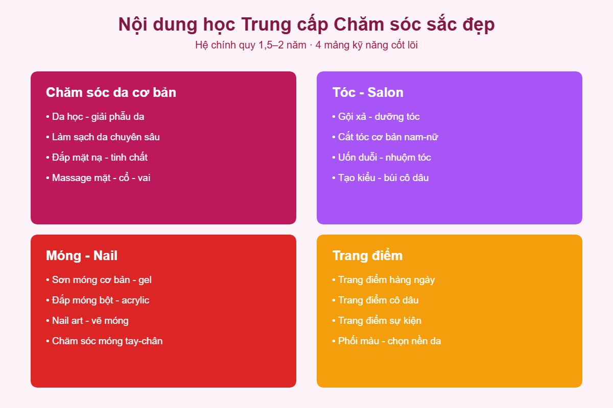 Nội dung học Trung cấp Chăm sóc sắc đẹp