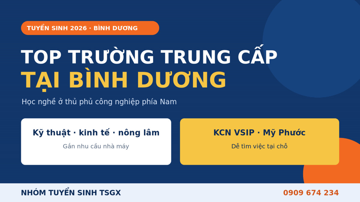 Top trường trung cấp tại Bình Dương 2026 - học nghề thủ phủ công nghiệp