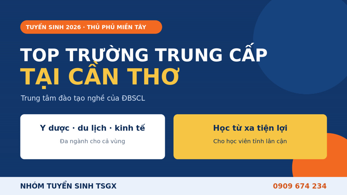 Top trường trung cấp tại Cần Thơ 2026 - trung tâm đào tạo nghề miền Tây