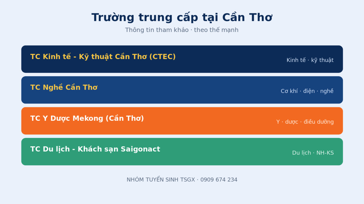 Các trường trung cấp uy tín tại Cần Thơ và ngành đào tạo