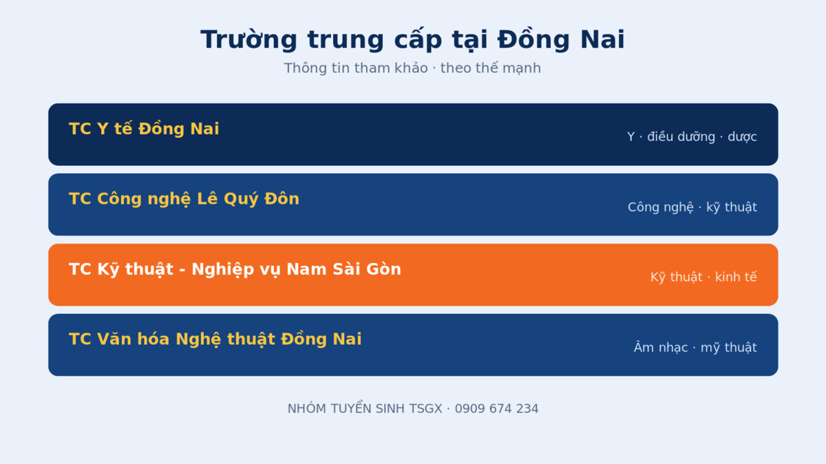 Các trường trung cấp uy tín tại Đồng Nai và ngành đào tạo