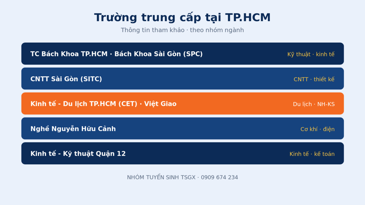 Danh sách trường trung cấp tại TP.HCM và nhóm ngành nổi bật