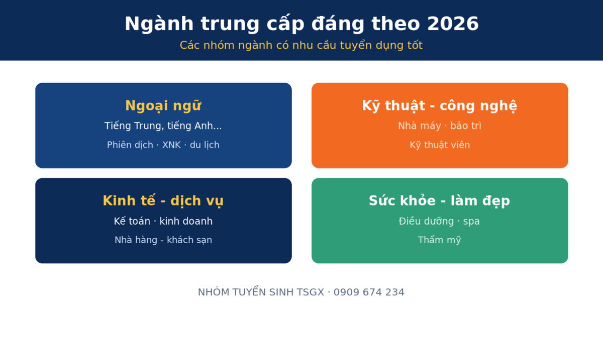 Các nhóm ngành trung cấp đáng theo học năm 2026