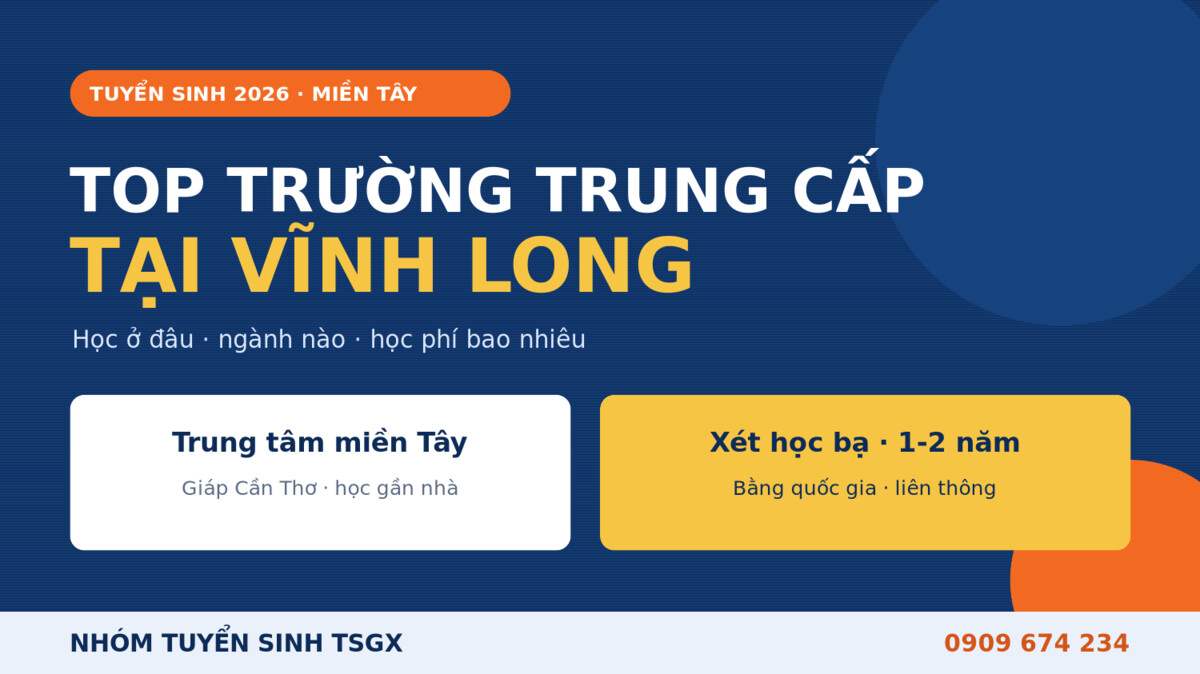 Top trường trung cấp tại Vĩnh Long 2026 - học ở đâu, ngành nào, học phí