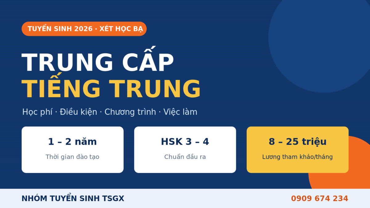 Trung cấp Tiếng Trung 2026 - học phí, điều kiện, việc làm ngành tiếng Trung