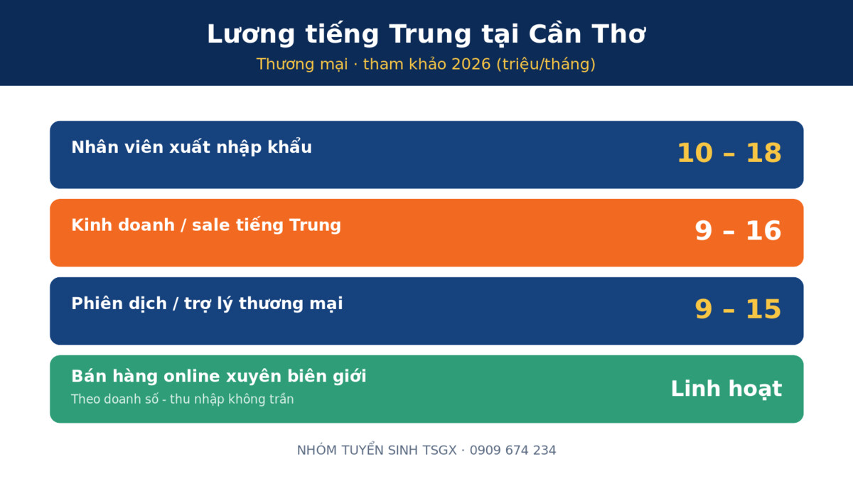 Việc làm và mức lương tiếng Trung tại Cần Thơ miền Tây 2026