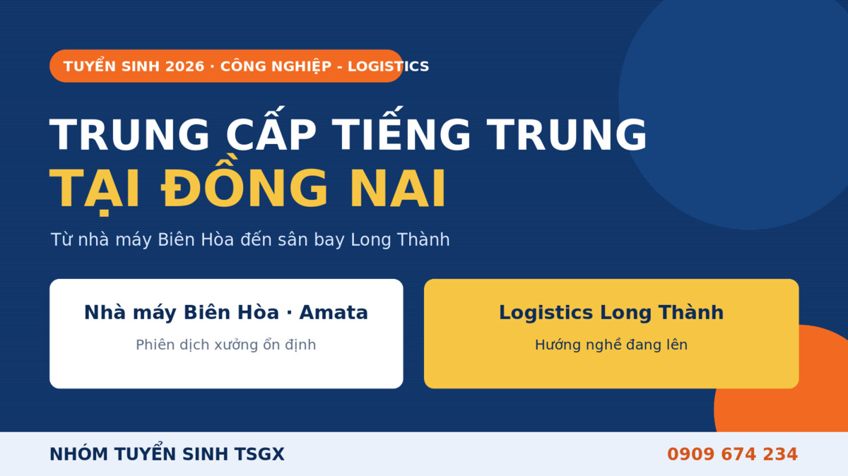 Trung cấp Tiếng Trung tại Đồng Nai 2026 - công nghiệp Biên Hòa và logistics Long Thành