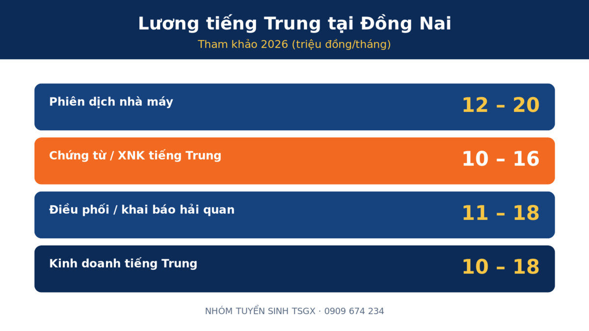 Việc làm và mức lương tiếng Trung tại Đồng Nai 2026