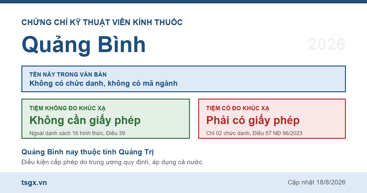 Quy định về chứng chỉ kỹ thuật viên kính thuốc tại Quảng Bình năm 2026