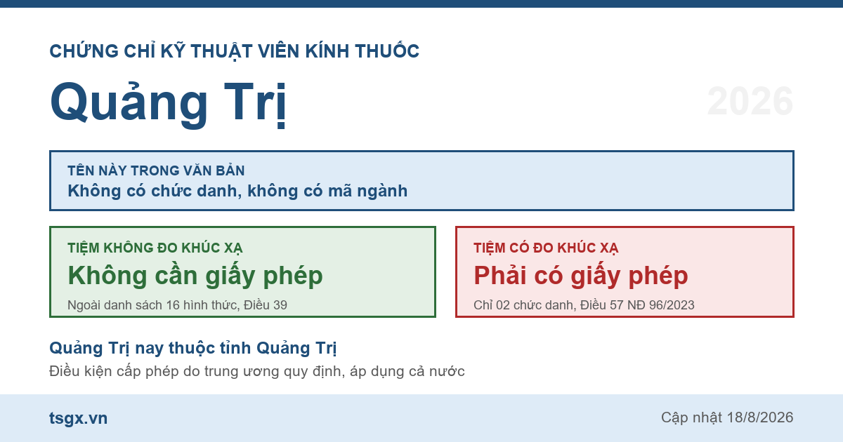 Quy định về chứng chỉ kỹ thuật viên kính thuốc tại Quảng Trị năm 2026