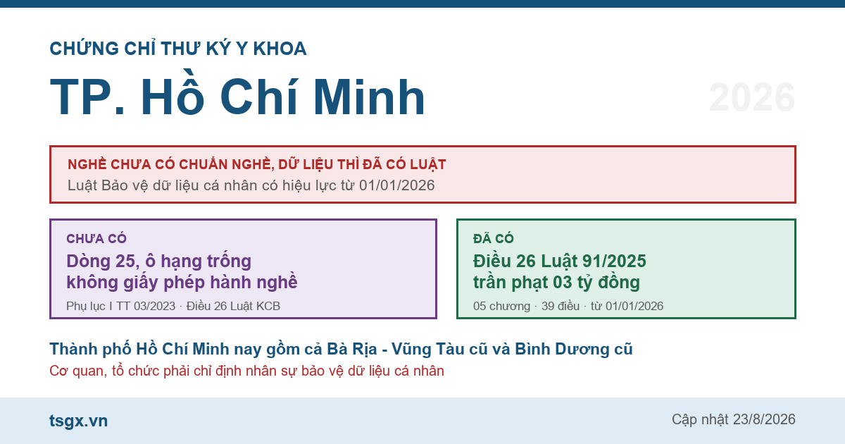 Chứng chỉ thư ký y khoa tại TP. Hồ Chí Minh năm 2026